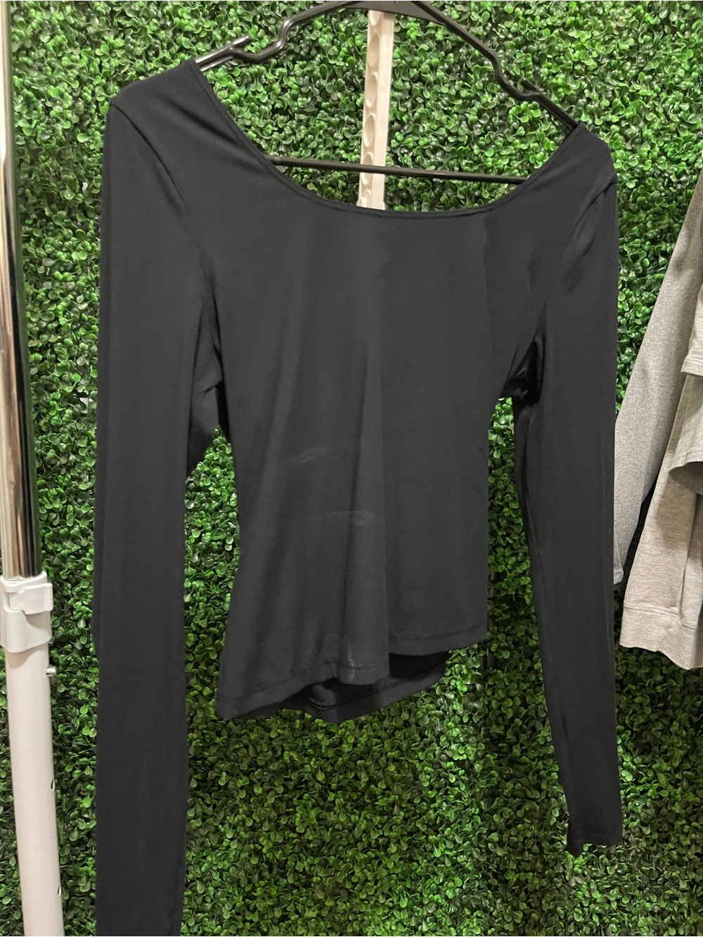 Savage X Fenty Black Long-Sleeve Scoop Neck Top